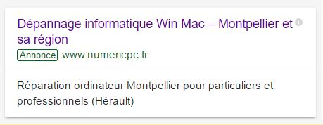 Google adwords annonce